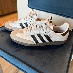 Adidas Samba White and Black Leather Sneakers